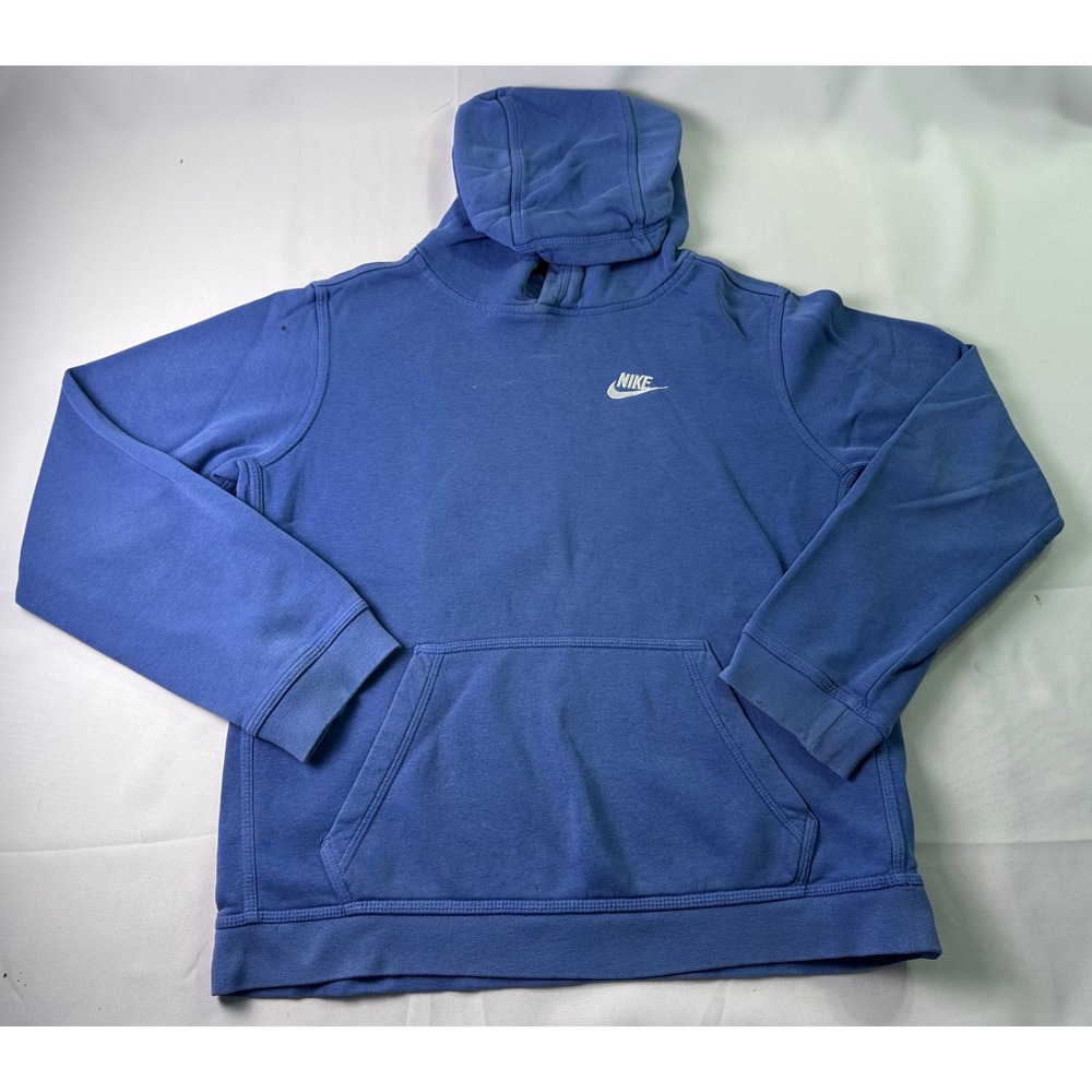 VINTAGE 90s Y2K Nike Blue Youth XL Hoodie Sweatshirt Embroidered Swoosh Classic - Picture 1 of 9